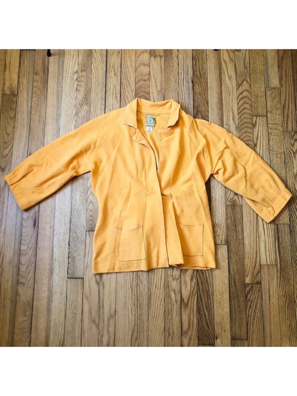 Damask EUC Women's Italian Yarn Yellow/Orange Tie Cardiagn Tie Sweater Size M